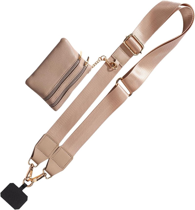 CUEDM Cell Phone Lanyard Crossbody,Adjustable Cell Phone Strap with Wristlet,Clip and Go Strap for Phone with Wallet - Image 1